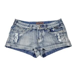 Free Culture Mid-Wash Denim Shorts Size 13 Stretch Cotton Blend Casual